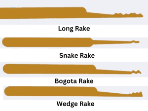 Types of Rakes inclusing long rake, snake rake, bogota Rake and wedge Rake