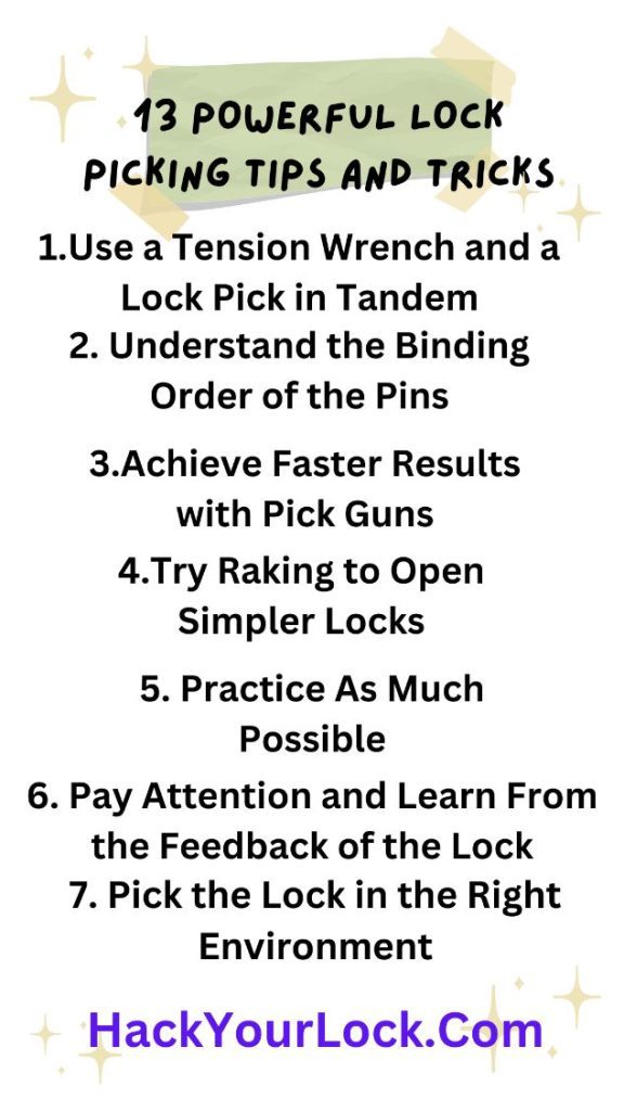 list of first 7 tips and tricks from hack your lock article about 13 powerful lock picking tips and tricks for beginners