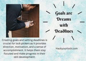 goals are dreams with deadlines quotation with a picture of a lock picker