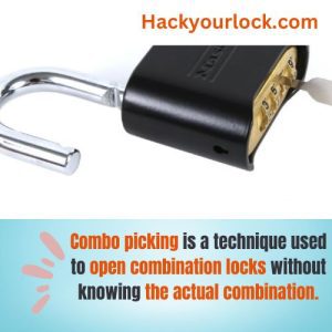 combo picking technique explained with a combination lock and combo lock tool picture