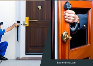 lock picker using lock pick tools for burglary and entering by breaking door