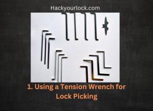 using tension wrench for lock picking with a set of different tension wrench