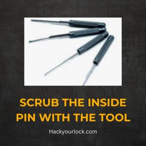 scrub the inside pin