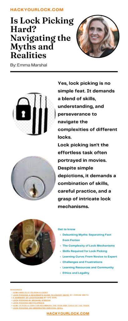 Is Lock Picking Hard? Navigating the Myths and Realities-infographics by Emma Marshal hackyourlock.com