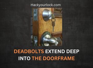 Deep Bolt Extension feature of deadbolts highlighted with a brown door having deadbolt locks