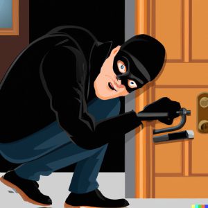 Do burglars pick locks? a burglar picking the lock of a door for entrance in the house