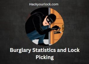 burglary statistics and lock picking title with a burglar picking a lock 