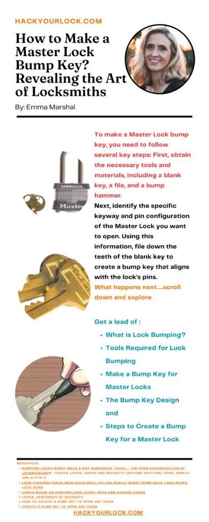 how to make a master lock bump key- infographics by emma marshal hackyourlock.com