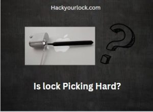 is lock picking hard asked with a question mark and a lock being picked with a tool