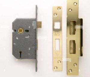 mortise lock opened to show parts