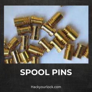 Many spool pins randomly placed on blue background 