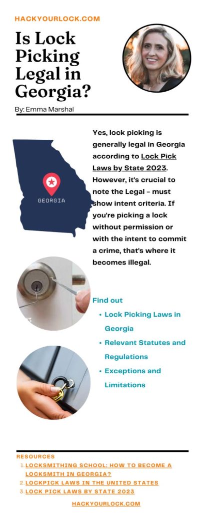Is Lock Picking Legal in Georgia? infographics by Emma Marshal hackyourlock.com