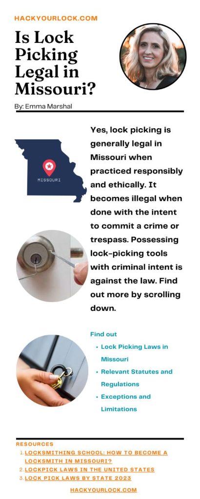 Is Lock Picking Legal in Missouri? infographics by Emma Marshal Hackyourlock.com