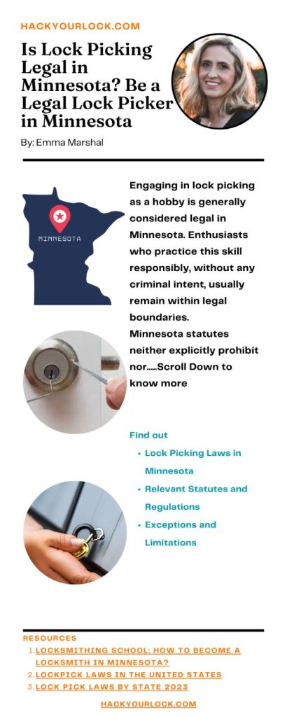 Is Lock Picking Legal in Minnesota? infographics by Emma Marshal Hackyourlock.com